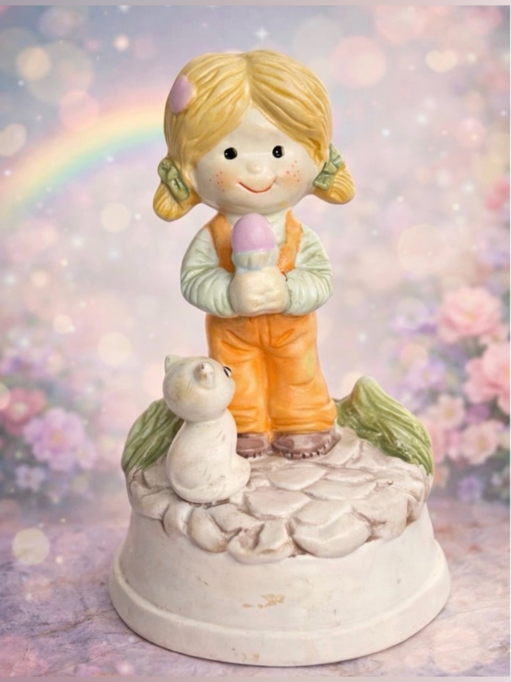 Flambro Vintage Ceramic Music Box Figurine